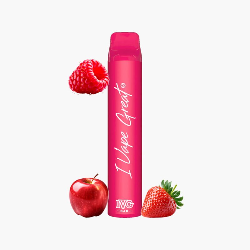 اي في جي 800 سحبة سيجارة بار بلس نكهة فراوله توت تفاح | Ivg 800 Puffs Bar Plus Vape strawberry raspberry apple