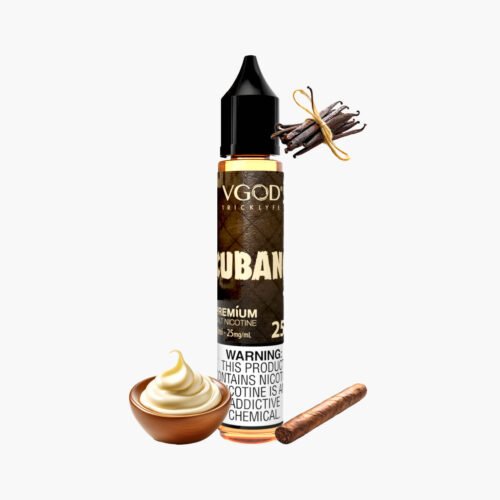 نكهة فيقود كوبانو سولت بني سيجار كوبي وفانيلا. عبوة Vgod Cubano Salt 30ml في السعودية.