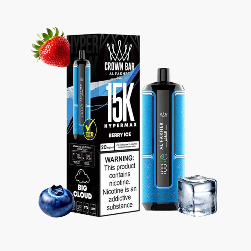 فيب الفاخر توت ايس 15000 سحبة al fakher berry ice 15000 puff crown bar