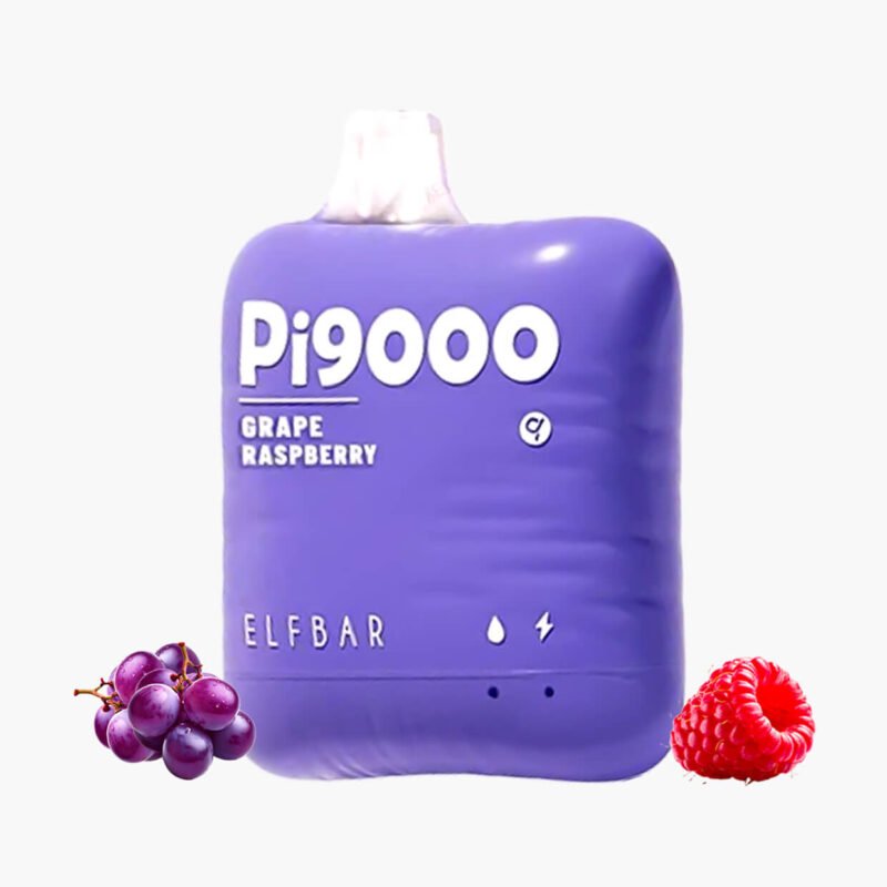 سحبة الف بار 9000 موشة جاهزة عنب توت | Elfbar Pi9000 9000 Puff Disposable Grape raspberry