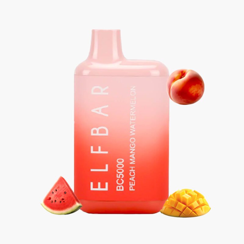الف بار 5000 موشة | شيشة جاهزة خوخ مانجو بطيخ | Elfbar BC5000 5000 Puff Disposable peach mango watermelon