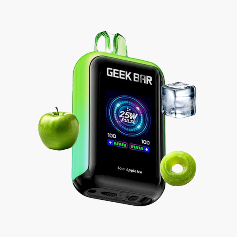 geek-bar-watt-23000puff-juicy-sour-apple-ice سحبة جيك بار 23000 وات تفاح حامض ايس | Geek Bar Watt 23k Puff Disposable Geek Bar 23000 juicy sour apple ice
