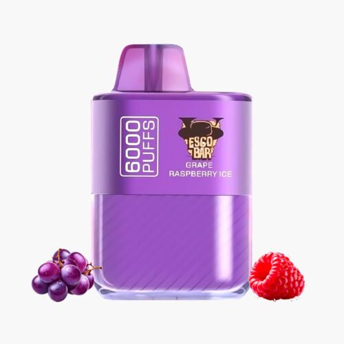 هوانا 6000 موش ايسكو بار سحبة جاهزة نكهة عنب توت | Hawana 6000 Puffs Esco Bar Disposable Vape KSA Grape Raspberry