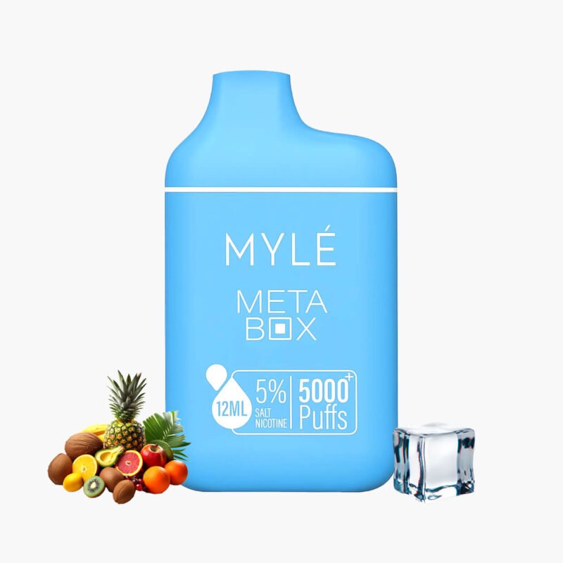 سحبة مايلي 5000 موش ميتا بوكس فواكه استوائية ايس | Myle Meta Box 5000 Puff Disposable iced tropical fruit