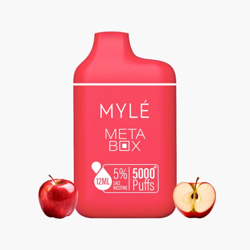 سحبة مايلي 5000 موش ميتا بوكس تفاح احمر | Myle Meta Box 5000 Puff Disposable Red apple