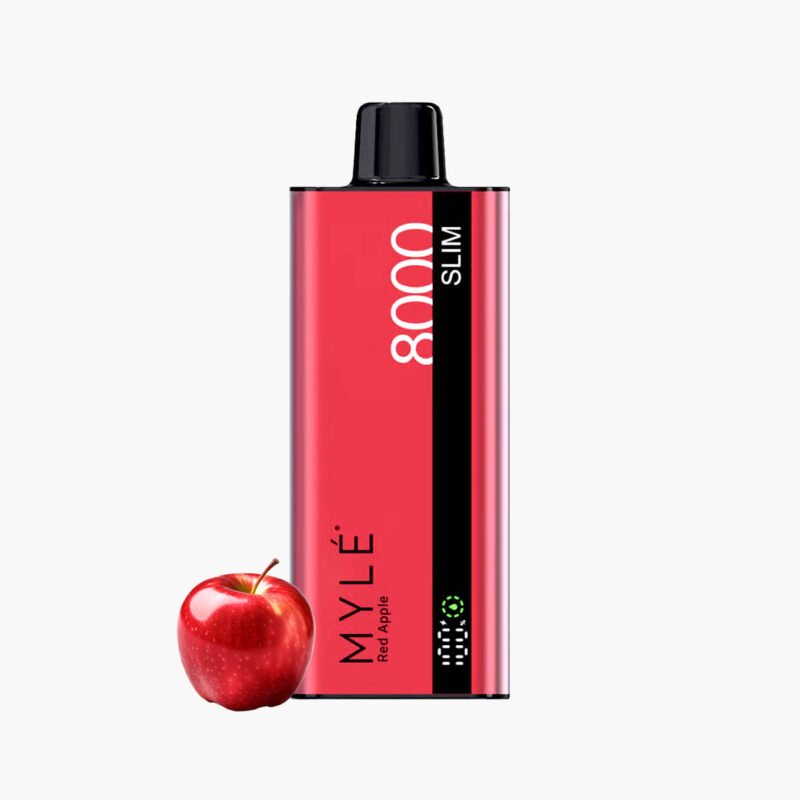 سحبة مايلي سليم مايلي 8000 موش تفاح احمر Myle Slim 8000 Puffs Disposable red apple