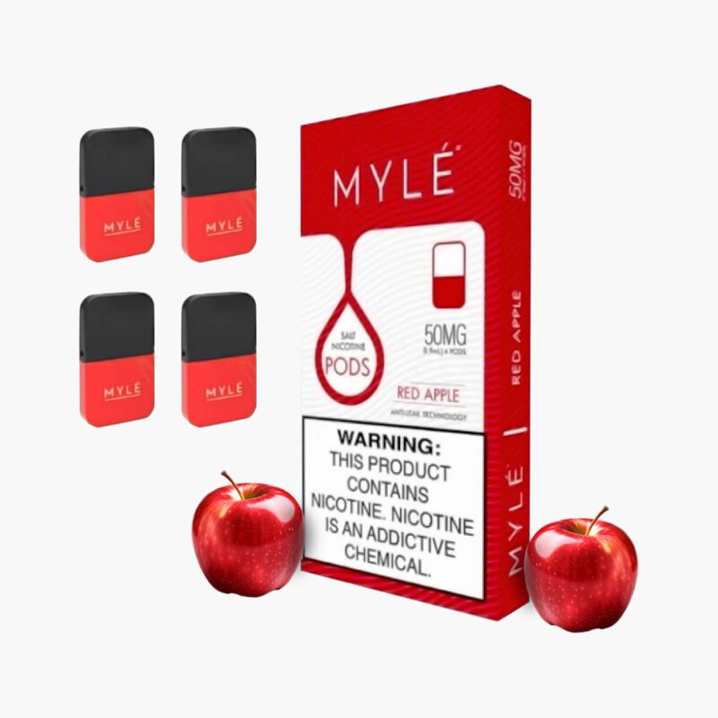 بودات مايلي الاصدار الرابع V4 تفاح احمر | سحبة جاهزة معبأة في السعودية | Myle Pods V4 red apple