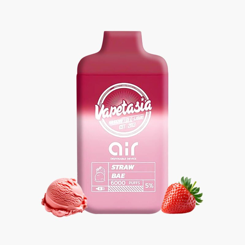 فيبتازيا 6000 سحبة جاهزة اكس اير سترو بي فراولة | Vapetasia 6000 Puffs X Air straw bae Disposable