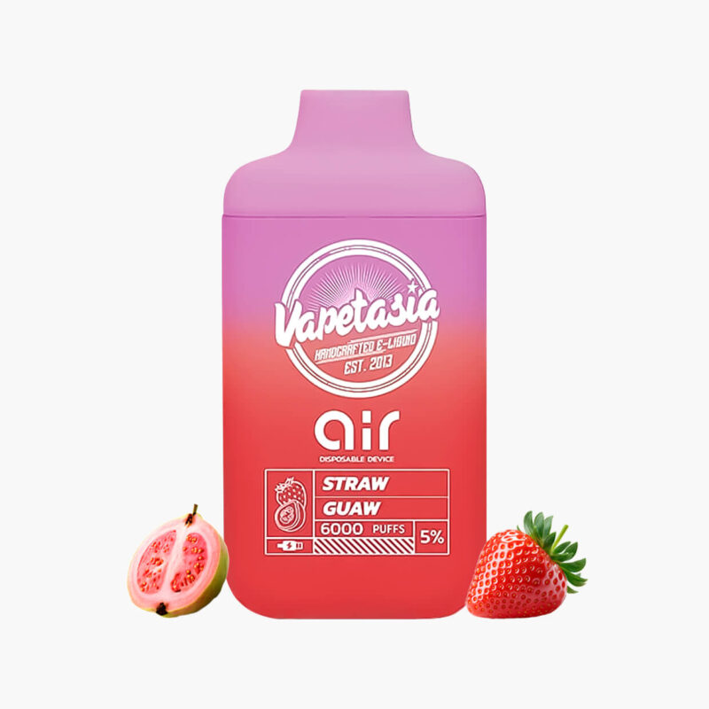 vapetasia-6000-puff-x-air-straw-guaw-disposable-vape فيبتازيا 6000 سحبة جاهزة اكس اير فراولة جوافة | Vapetasia 6000 Puffs X Air straw guaw Disposable